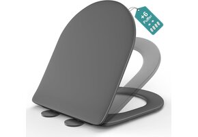 Universele Grijze Duroplast WC-bril (D-vorm) - Softclose & Snel Losmaakbaar - 60% Korting