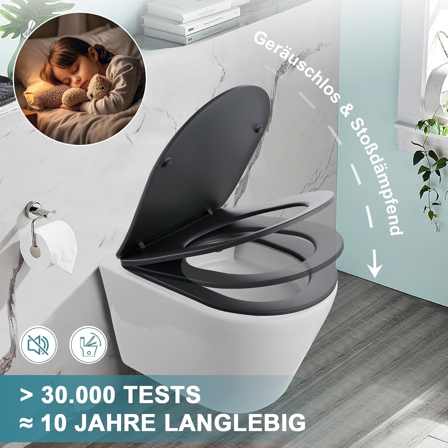 Universele Grijze Duroplast WC-bril (D-vorm) - Softclose & Snel Losmaakbaar - 60% Korting