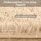 FVVRAX Pluizig hoogpolig tapijt, 120 x 180 cm, Beige, extra zacht shaggy tapijt, antislip, voor woonkamer, slaapkamer, knuffelig vloertapijt voor huisdieren