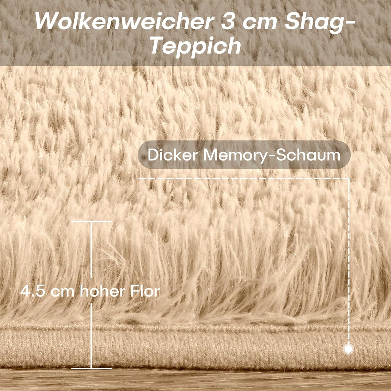 FVVRAX Pluizig hoogpolig tapijt, 120 x 180 cm, Beige, extra zacht shaggy tapijt, antislip, voor woonkamer, slaapkamer, knuffelig vloertapijt voor huisdieren