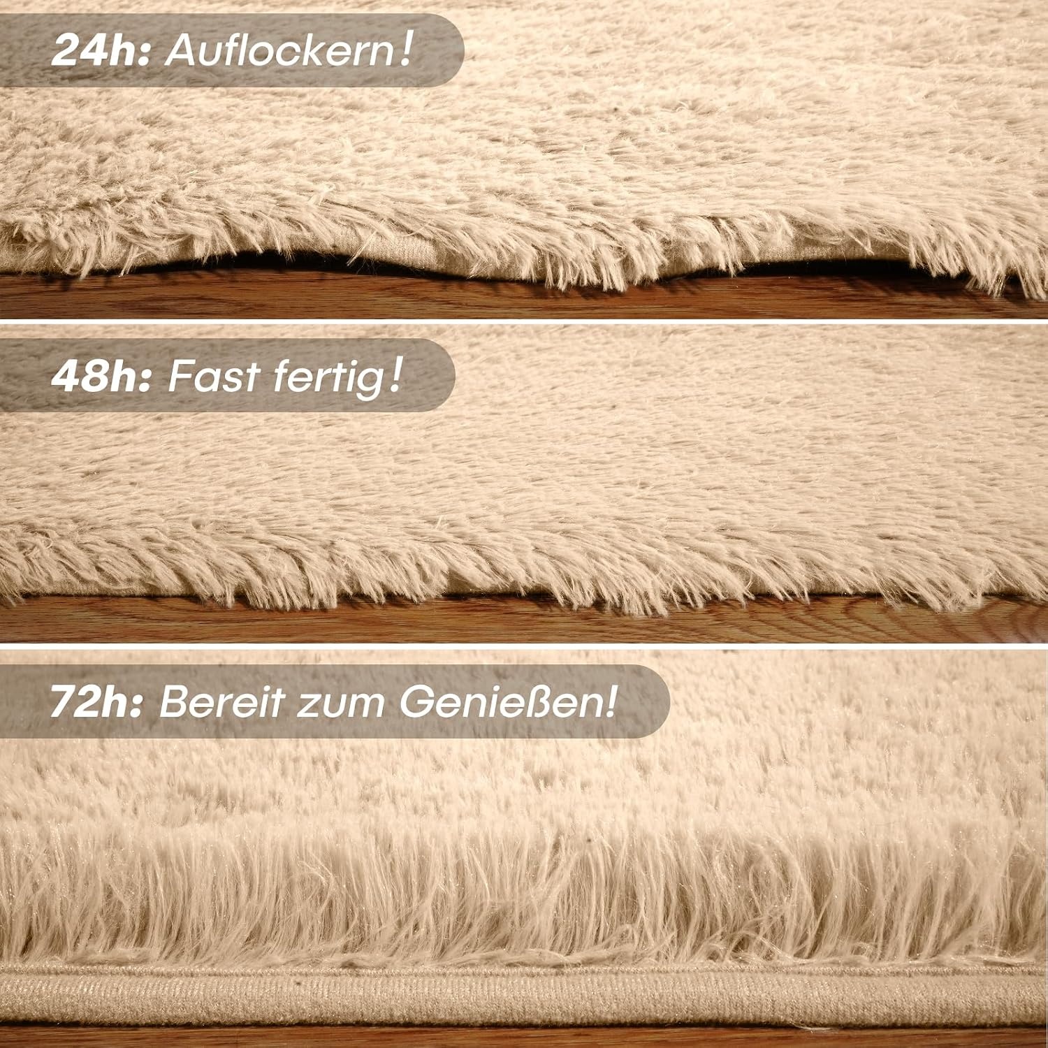 FVVRAX Pluizig hoogpolig tapijt, 120 x 180 cm, Beige, extra zacht shaggy tapijt, antislip, voor woonkamer, slaapkamer, knuffelig vloertapijt voor huisdieren