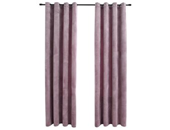 vidaXL Gordijnen verduisterend met ringen 2 st 140x175 cm fluweel roze