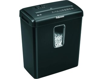Fellowes Shredder Powershred FS-6C - 6 vel kruisgesneden papiervernietiger voor thuisgebruik - persoonlijke en kantoorpapiervernietiger - 15 liter emmer - veiligheidsniveau P-4 - zwart
