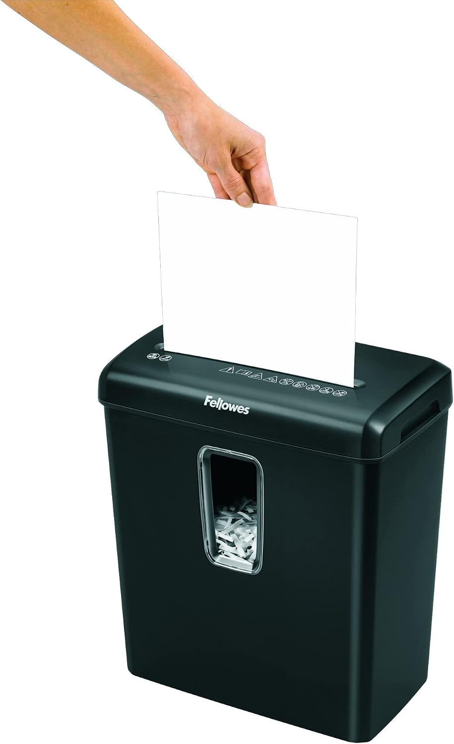Fellowes Shredder Powershred FS-6C - 6 vel kruisgesneden papiervernietiger voor thuisgebruik - persoonlijke en kantoorpapiervernietiger - 15 liter emmer - veiligheidsniveau P-4 - zwart