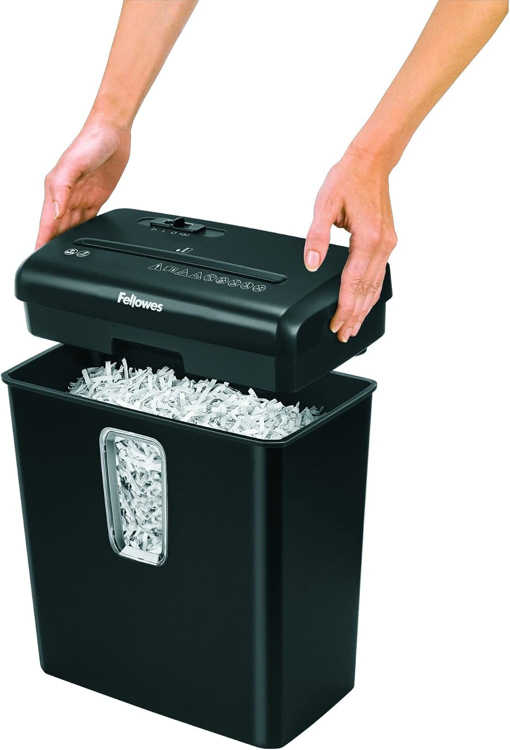 Fellowes Shredder Powershred FS-6C - 6 vel kruisgesneden papiervernietiger voor thuisgebruik - persoonlijke en kantoorpapiervernietiger - 15 liter emmer - veiligheidsniveau P-4 - zwart