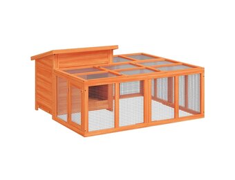 vidaXL Konijnenhok 144x123x67,5 cm massief grenenhout bruin