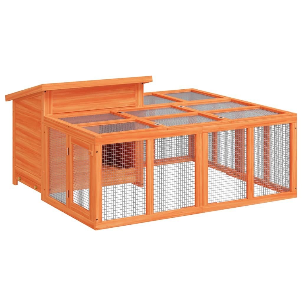 vidaXL Konijnenhok 144x123x67,5 cm massief grenenhout bruin