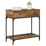 vidaXL Wandtafel met lade Oud hout 75 x 34.5 x 75 cm Bewerkt hout