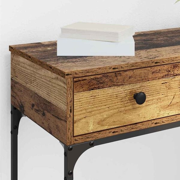 vidaXL Wandtafel met lade Oud hout 75 x 34.5 x 75 cm Bewerkt hout