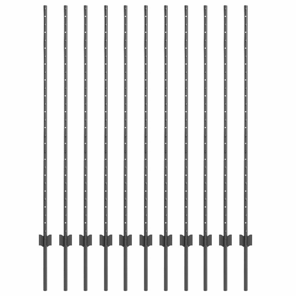 vidaXL Hekpalen 22 pcs Grijs 140 cm Staal