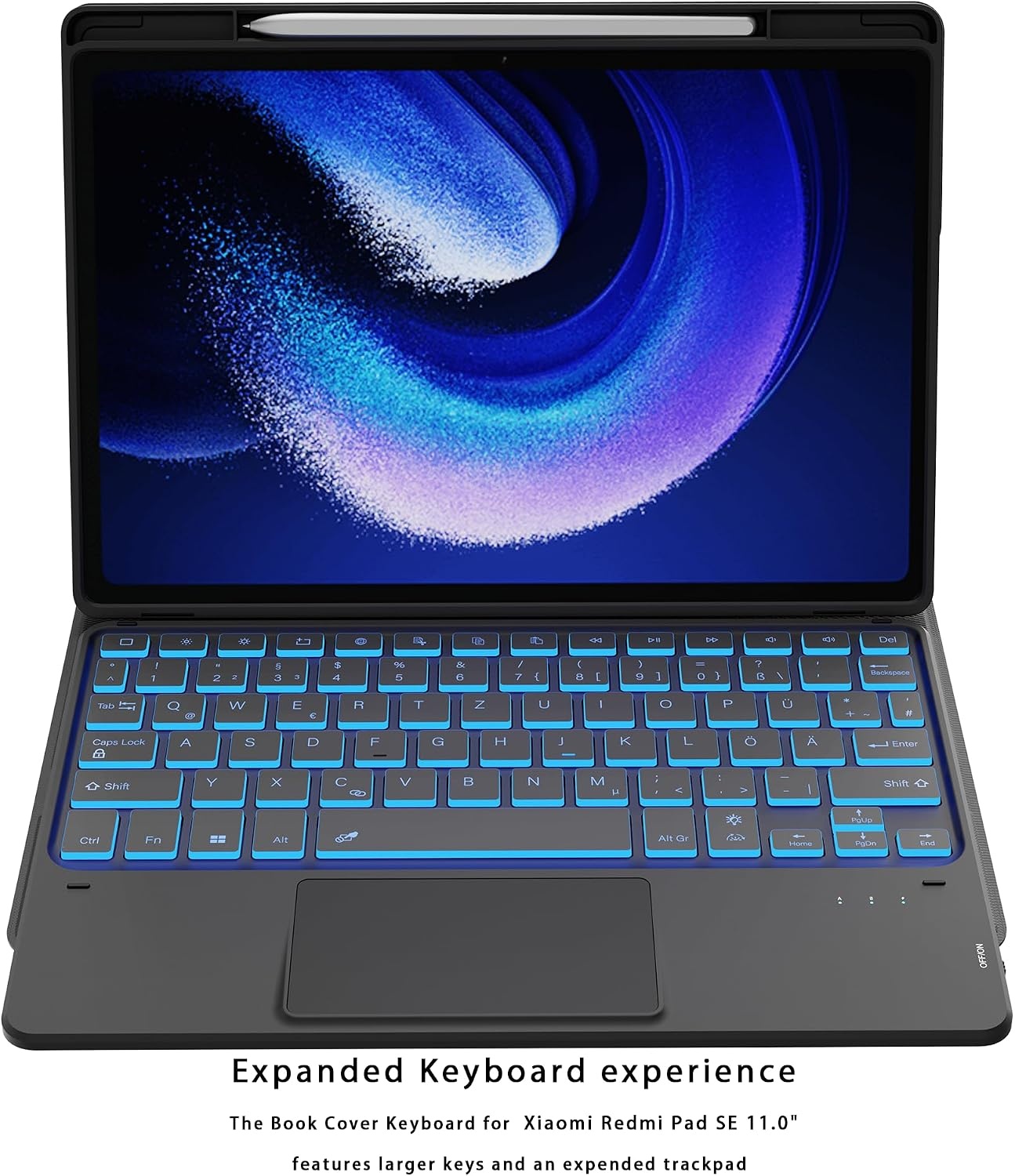 Toetsenbordhoes QWERTZ voor Xiaomi Pad 6/Pro 11" met Touchpad & Penhouder - Zwart (60% Korting)