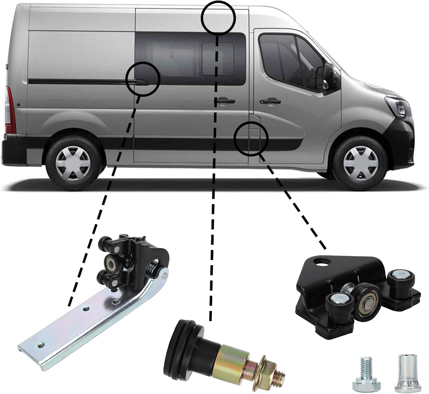 Schuifdeur rolgeleiding vervanging voor 1997-2010 Renault Master Opel Movano Nissan Interstar, schuifdeurwielen Rechts 7700352379 2310044 208461 Auto Schuifdeur Rol