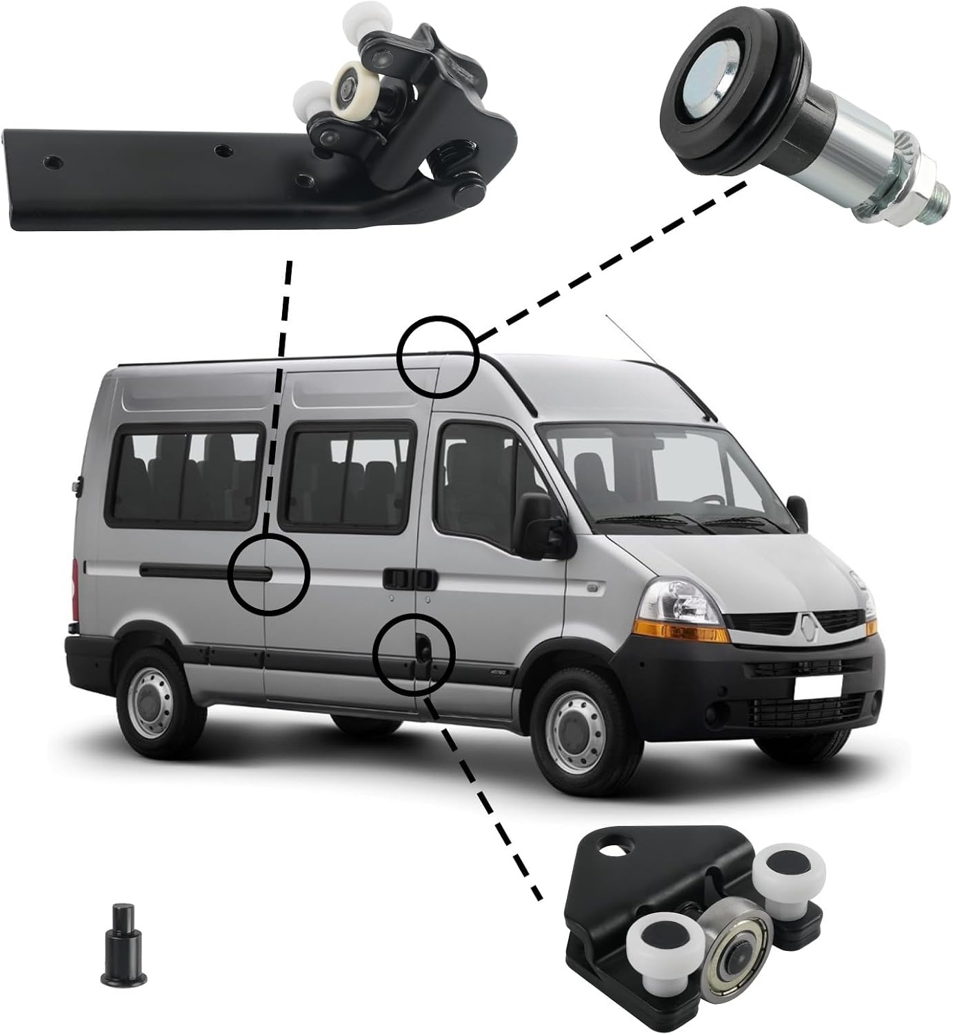 Schuifdeur rolgeleiding vervanging voor 1997-2010 Renault Master Opel Movano Nissan Interstar, schuifdeurwielen Rechts 7700352379 2310044 208461 Auto Schuifdeur Rol