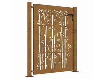 vidaXL Poort 105x155 cm bamboe-ontwerp cortenstaal