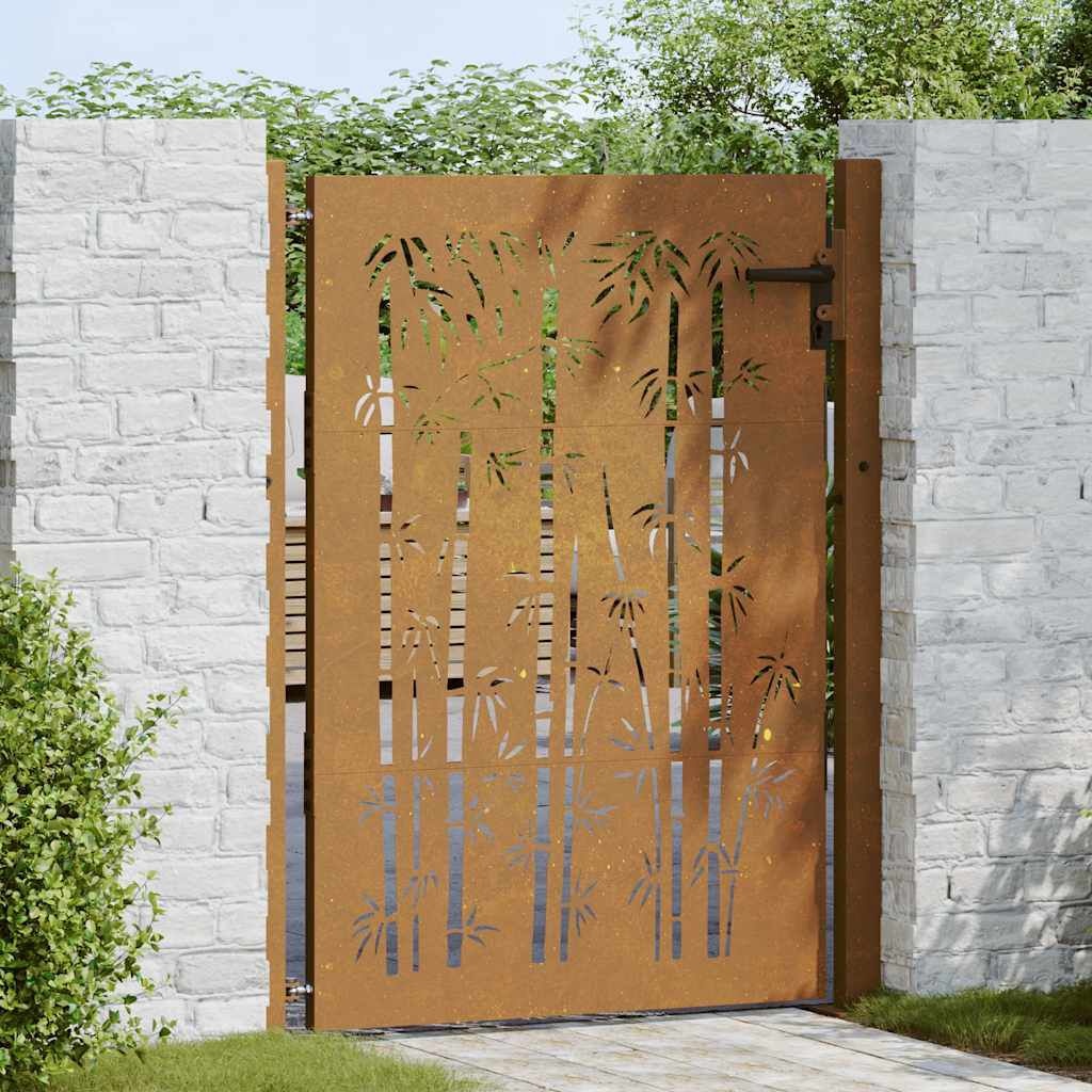 vidaXL Poort 105x155 cm bamboe-ontwerp cortenstaal