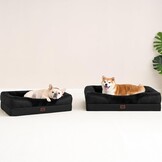 Orthopedisch Hondenbed Hondenmand Hondenbank voor Middelgrote Honden | Memory Foam Wasbaar Waterdicht Antislip | 4 Randen | Zwart 106.5x76x18.5 cm
