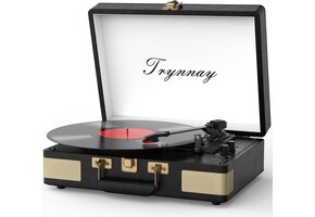Platenspeler Vintage Koffer Zwart | Bluetooth | 3 Snelheden | 40% Korting