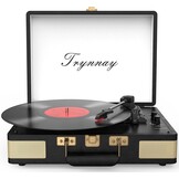 Trynnay draaitafel, platenspeler, 3-speed-bluetooth, draagbare koffer-vinylspeler met geïntegreerde luidsprekers, platenspeler, verbeterd audiogeluid, PU-leer, vintage zwart