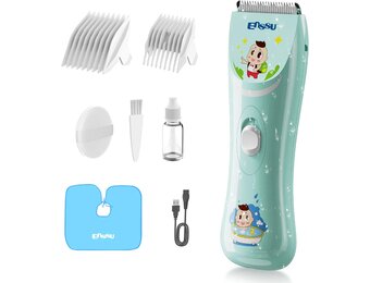ENSSU Stille Baby-Haartrimmer - Waterdichte Tondeuse voor Kinderen - Inclusief 2 Opzetkammen