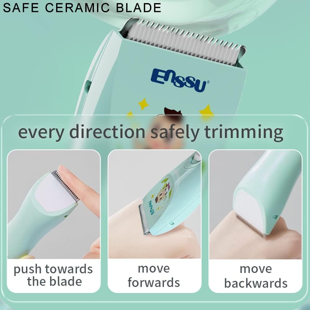 ENSSU Stille Baby-Haartrimmer - Waterdichte Tondeuse voor Kinderen - Inclusief 2 Opzetkammen