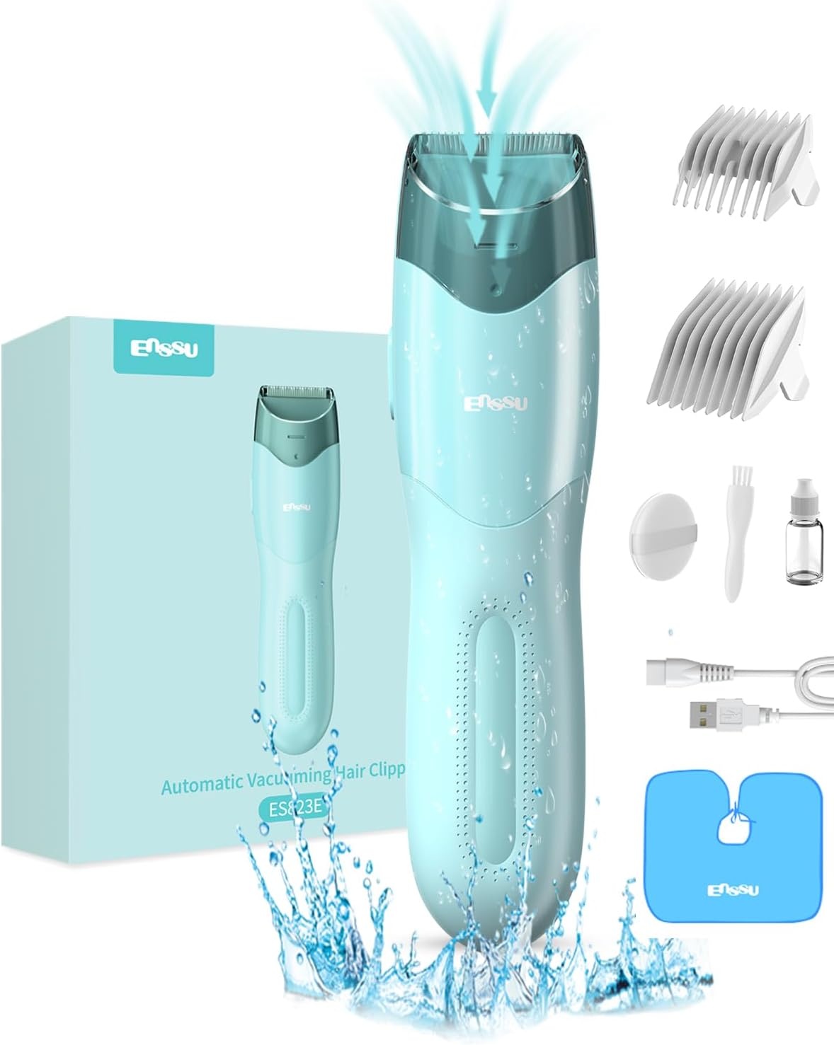 ENSSU Stille Baby-Haartrimmer - Waterdichte Tondeuse voor Kinderen - Inclusief 2 Opzetkammen