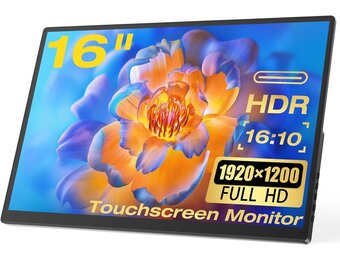 ZFTVNIE Portable Monitor 16 inch Touchscreen Full HD 1920x1200 IPS - USB-C & HDMI