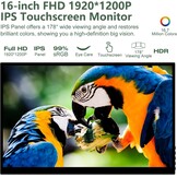 ZFTVNIE Portable Monitor 16 inch Touchscreen Full HD 1920x1200 IPS - USB-C & HDMI