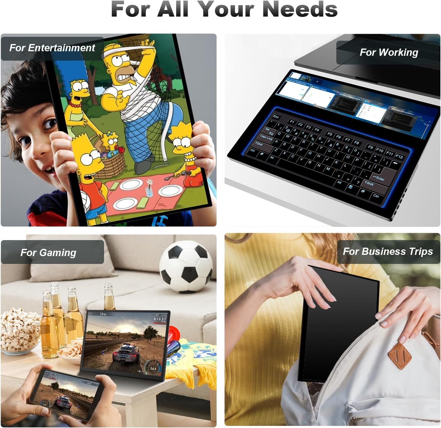 ZFTVNIE Portable Monitor 16 inch Touchscreen Full HD 1920x1200 IPS - USB-C & HDMI
