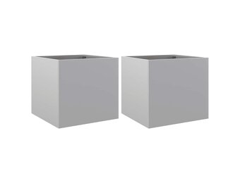 vidaXL Plantenbakken 2 st 32x30x29 cm gegalvaniseerd staal zilverkleur