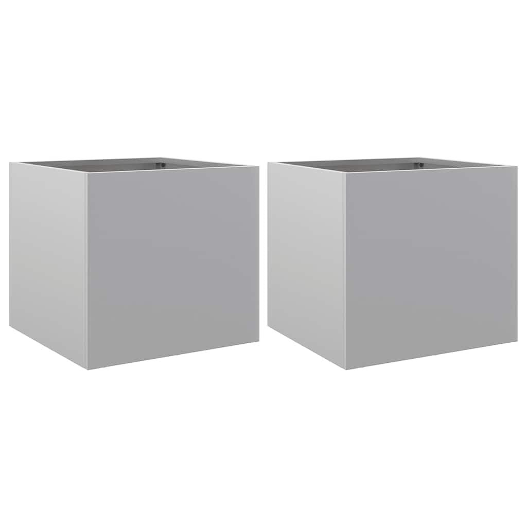 vidaXL Plantenbakken 2 st 32x30x29 cm gegalvaniseerd staal zilverkleur