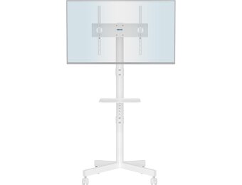 BONTEC Mobiele TV Standaard op Wielen - 23 tot 60 inch - Met Laptop Plank - Wit