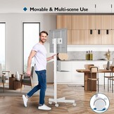 BONTEC Mobiele TV Standaard op Wielen - 23 tot 60 inch - Met Laptop Plank - Wit