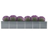 vidaXL Plantenbak verhoogd 480x80x77 cm gegalvaniseerd staal grijs