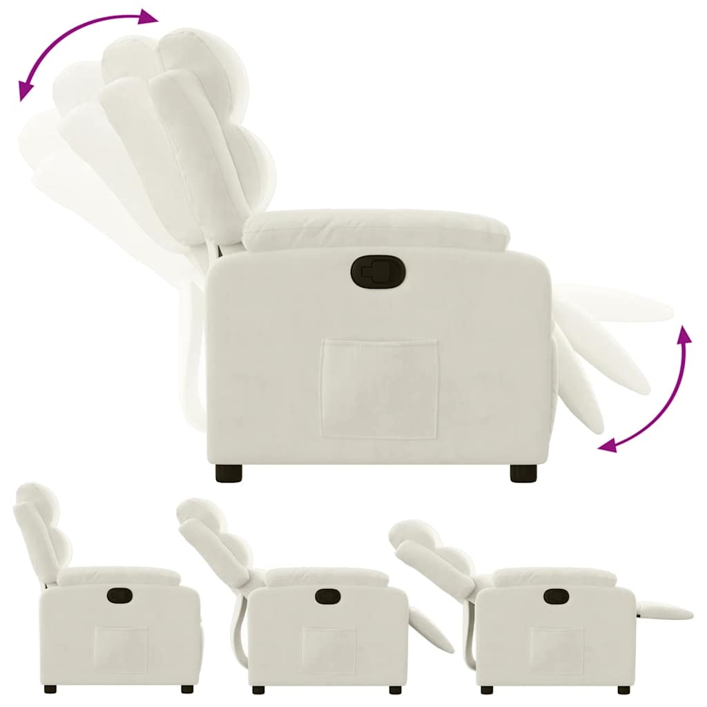 vidaXL Fauteuil verstelbaar fluweel crèmekleurig