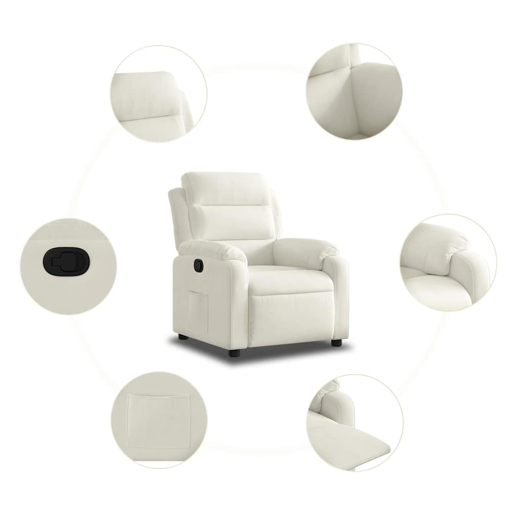 vidaXL Fauteuil verstelbaar fluweel crèmekleurig