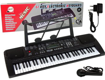 Keyboard piano - 70x23x7cm - met microfoon - zwart