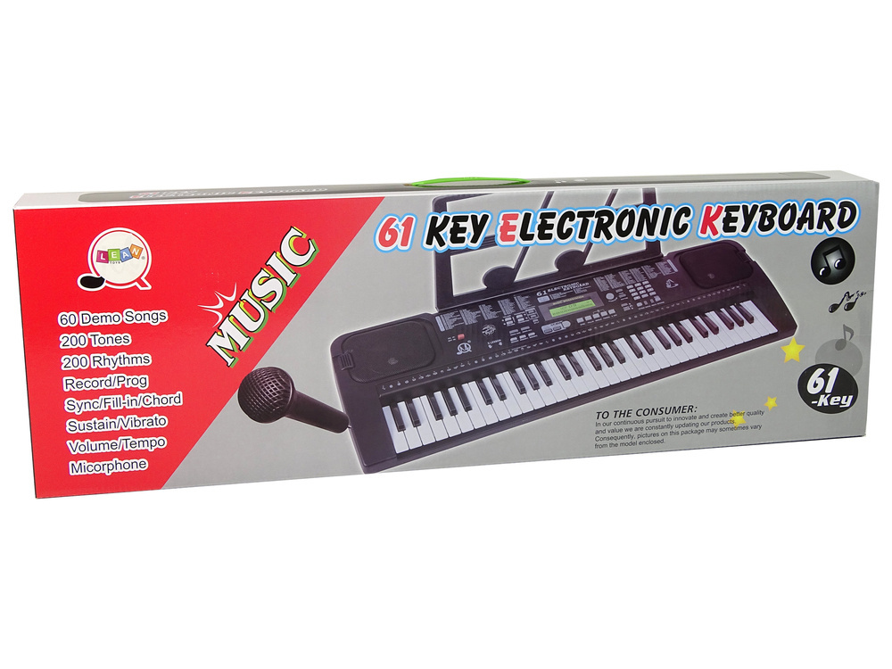 Keyboard piano - 70x23x7cm - met microfoon - zwart