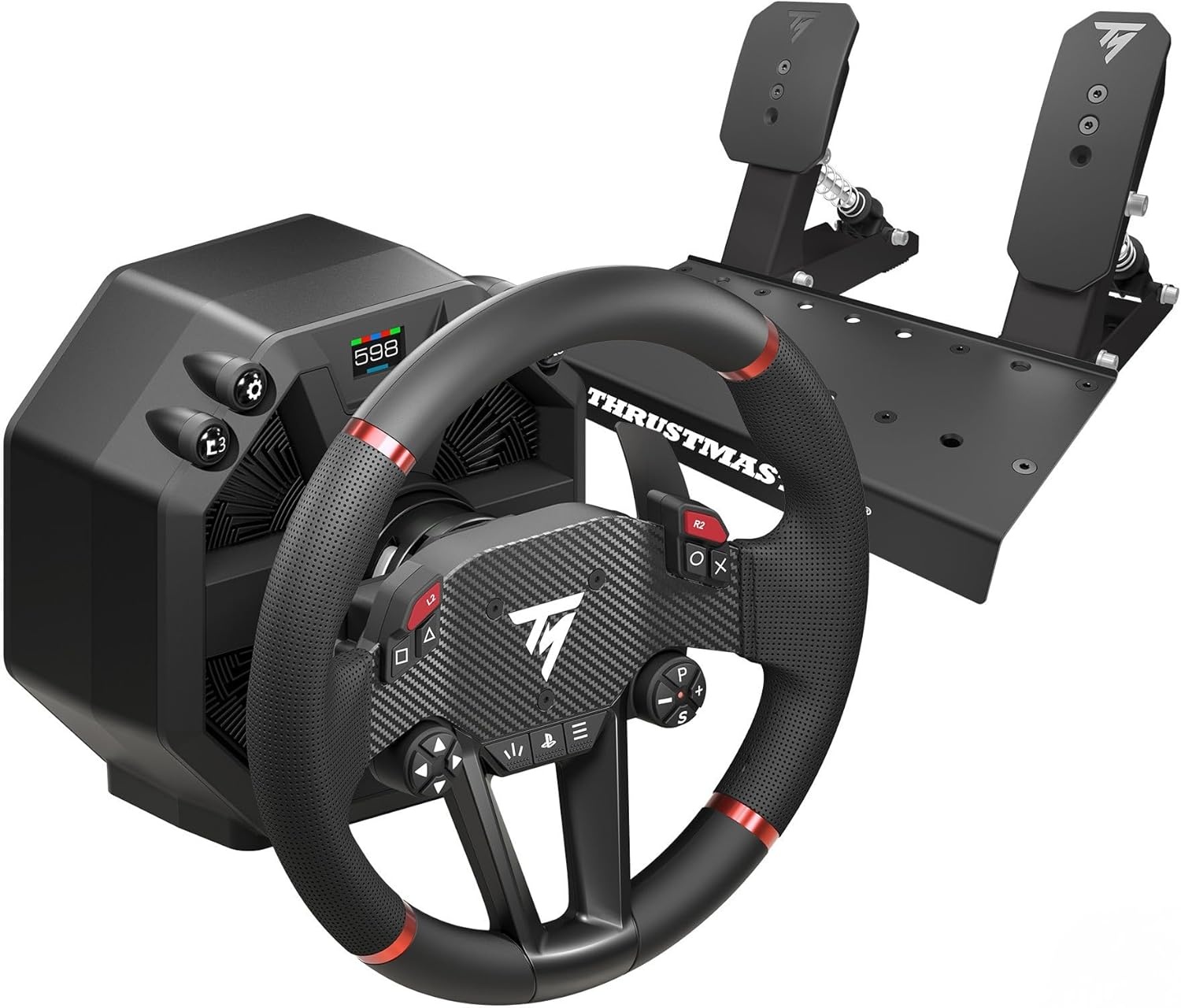 Thrustmaster T598 Black, Red USB Steering Wheel + Pedals Pc, W129171793 (Wheel + Pedals Pc, PlayStation 4, PlayStation 5)