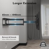 BONTEC TV-Wandbeugel met extra lange uitschuifbare arm 1040 mm - Zwart