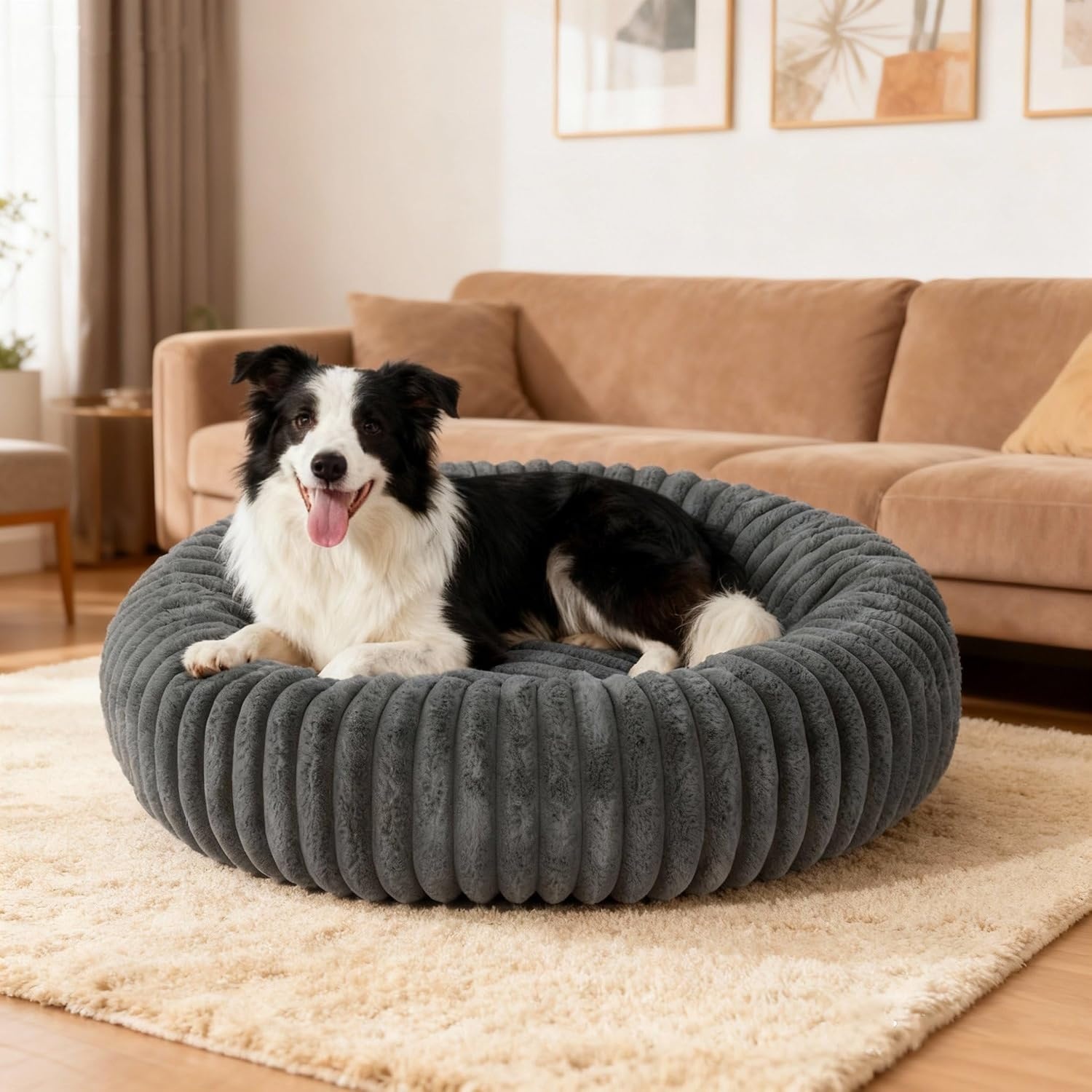 SHJOEE Donut Hondenbed en Kattenmand - Pluche - Grijs - 50 cm
