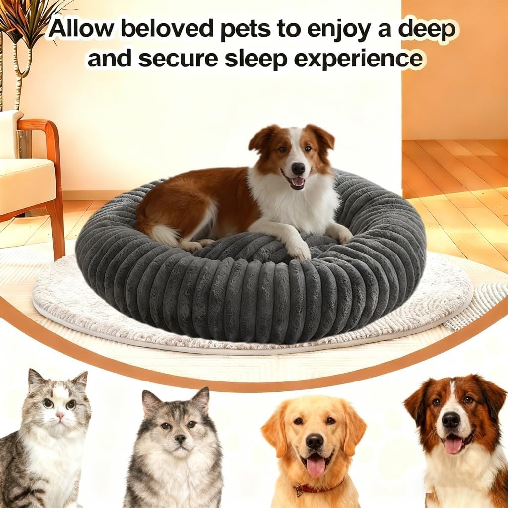 SHJOEE Donut Hondenbed en Kattenmand - Pluche - Grijs - 50 cm
