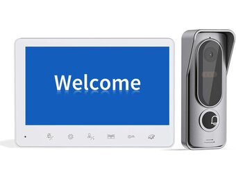 JeaTone Video Türsprechanlage 4-Draht,Türsprechanlage mit Kamera,7" Monitor mit kabelgebundener Türklingel,Nachtversion,Live-Ansicht und Konversation,Entsperren durch Monitor,12 Klingeltöne