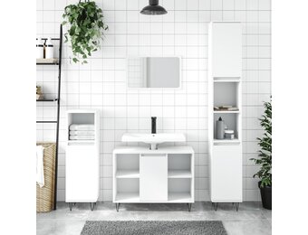 vidaXL Badkamerkast 30x30x100 cm bewerkt hout wit