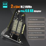M.2 NVMe PCIe 4.0 X8 Adapter voor 2 SSD's - 73% Korting