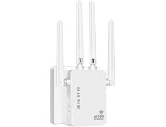 Wifi-signaalversterker voor maximaal 6.000 m² en 60 apparaten, wifi-versterker met groot bereik en Ethernet-poort, toegangspunt, configuratie met 1 knop