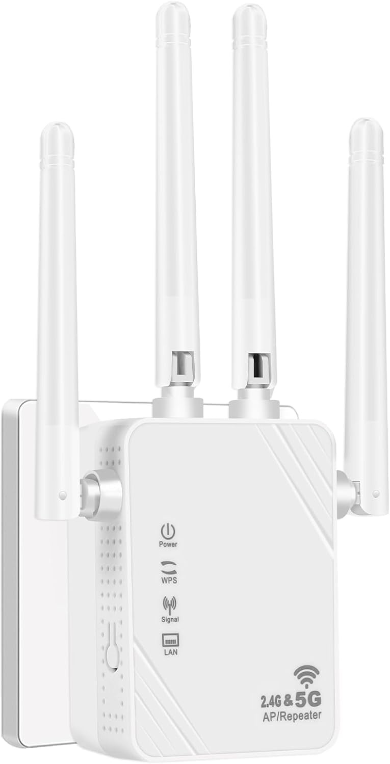 Wifi-signaalversterker voor maximaal 6.000 m² en 60 apparaten, wifi-versterker met groot bereik en Ethernet-poort, toegangspunt, configuratie met 1 knop