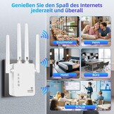 Wifi-signaalversterker voor maximaal 6.000 m² en 60 apparaten, wifi-versterker met groot bereik en Ethernet-poort, toegangspunt, configuratie met 1 knop