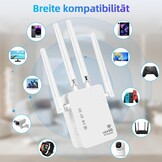 Wifi-signaalversterker voor maximaal 6.000 m² en 60 apparaten, wifi-versterker met groot bereik en Ethernet-poort, toegangspunt, configuratie met 1 knop