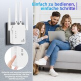 Wifi-signaalversterker voor maximaal 6.000 m² en 60 apparaten, wifi-versterker met groot bereik en Ethernet-poort, toegangspunt, configuratie met 1 knop