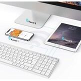 iClever Bluetooth Keyboard BK10, Rechargeable Keyboard Bluetooth Ergonomic Full Size German Standard QWERTZ stable connection for iPad, iPhone, Mac, iOS, Android, Win